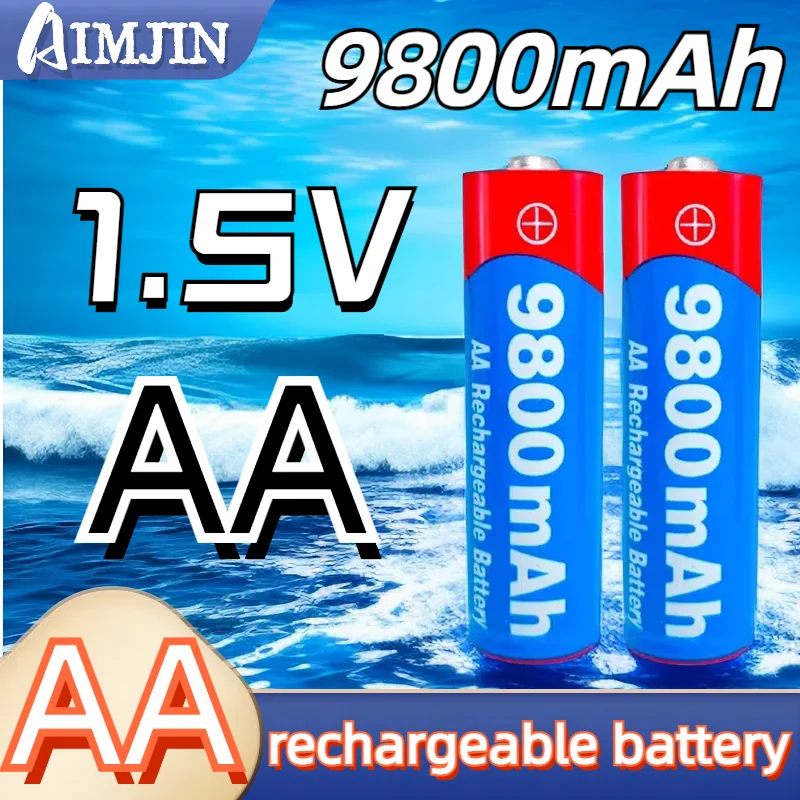 

For 100% Original New AA 1.5V 9800mAh 1.5V New Rechargeable AA battery for led light toy Camera Microphone battery