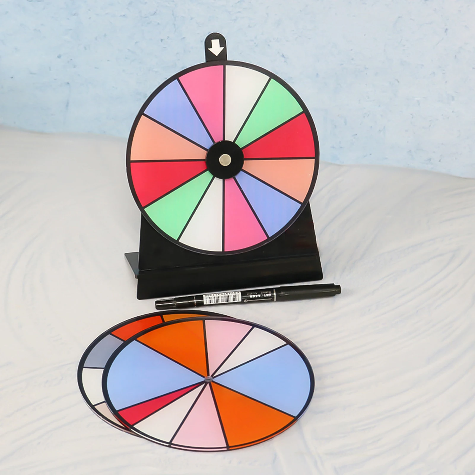 Prize Wheel 12 Slots Spin The Wheel Erasable Fortune Roulette Tabletop Board for Carnivals Classroom Family Night Corporate