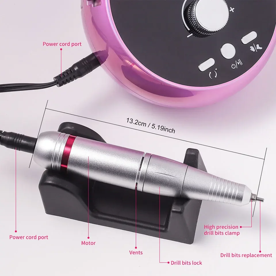 Taladro eléctrico para uñas, máquina de manicura profesional con Motor sin escobillas, juego de lijadora, equipo pulidor para salón de manicura, 45000RPM