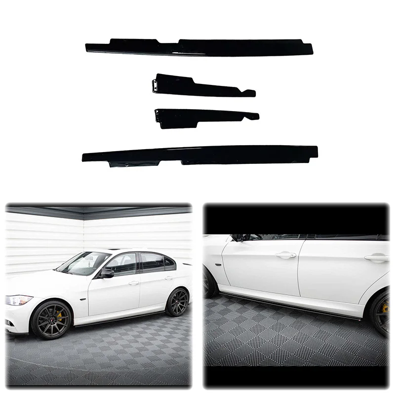 

High Quality ABS Car Side Skirt Splitters Diffuser Bumper Spoiler Body kit Glossy Black For BMW E90 E92 E93 M3 4-Door 2005-2013