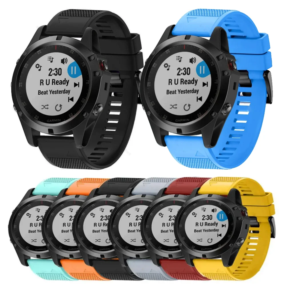 สายรัดข้อมือซิลิโคนถอดเร็ว20มม. 22มม. 26มม. สำหรับ Garmin Fenix 5 5S 5X 6 6s 6X 3 3HR GPS เปลี่ยนสมาร์ทวอท์ช