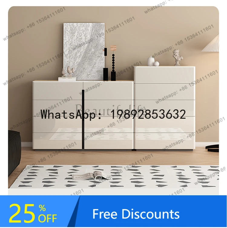 HH Italian light luxury simple modern tempered glass countertop storage cabinet