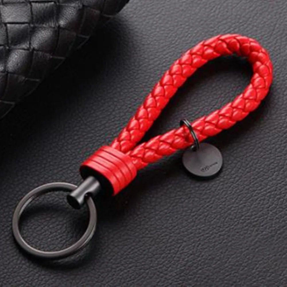 1 PCS PU Leather Braided Woven Rope Keychain DIY Bag Pendant Key Chain Holder Key Car Trinket Keyring For Men Women Gift Jewelry