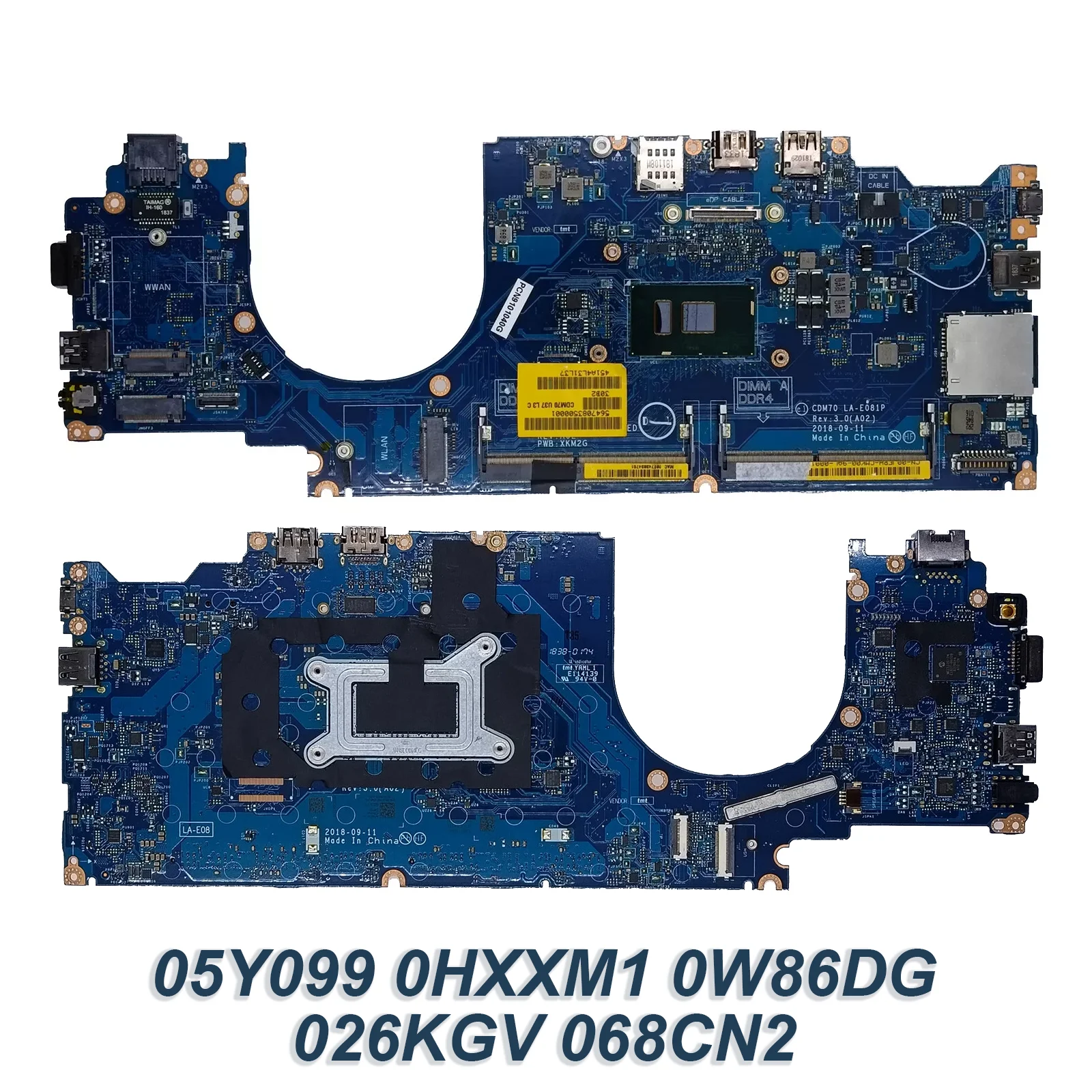 

05Y099 0HXXM1 0W86DG 026KGV 068CN2 For Latitude 5480 Motherboard System Mainboard LA-E081P i5-7300U/i7-7600U/i5-6200U/i5-6300U