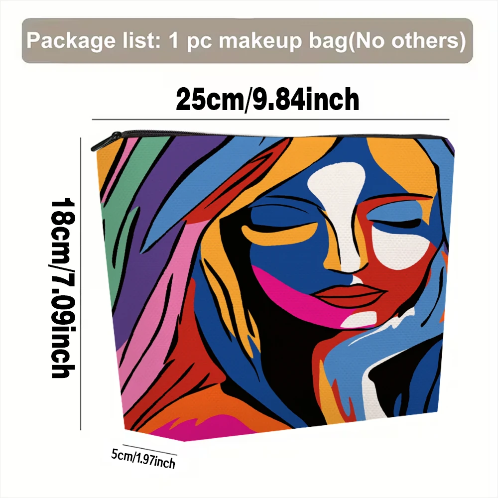 Colorful Abstract Face Art Design Makeup Bags for Girls Cosmetic Pouch Toiletry Bag Pencil Case Travel Storage