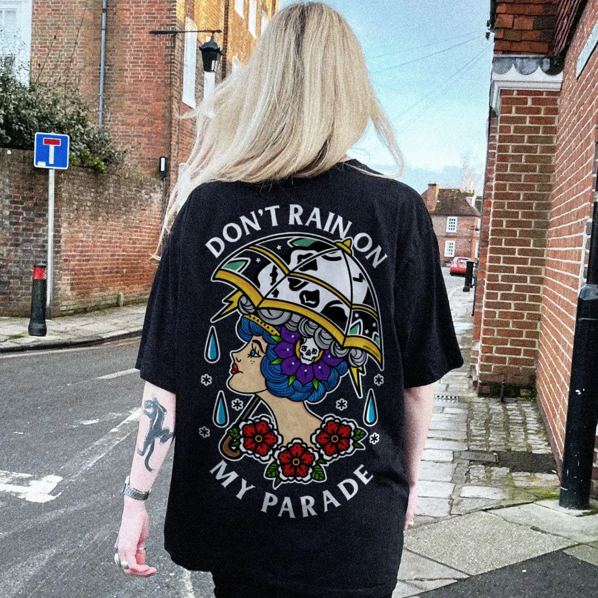 Don't Rain on My Parade Tattoo Art Retro Style Casual T-Shirt Men's and Women's Luxury Brand Top