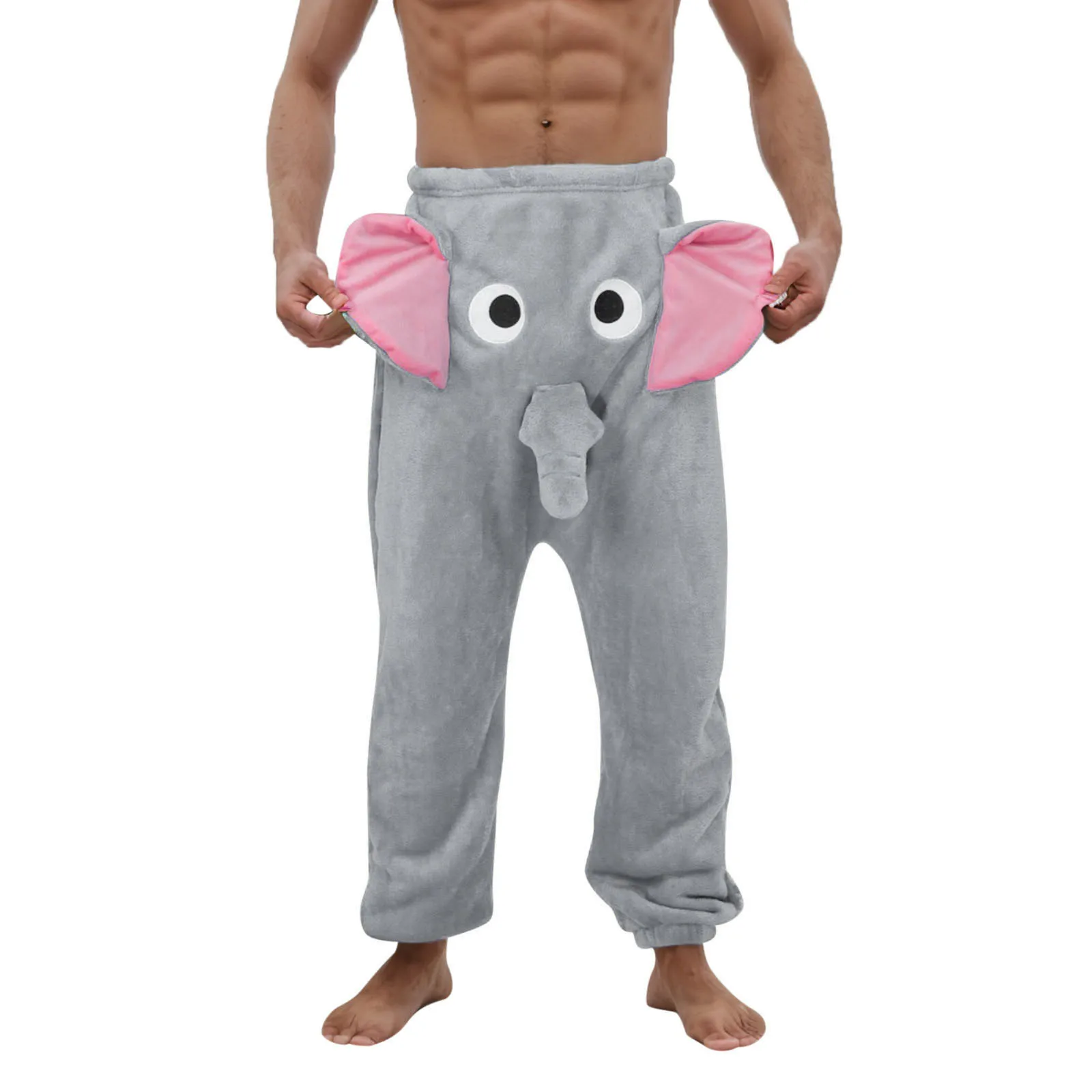 Pantalones de pijama de franela para hombre, ropa interior humorística, elefante extraño, regalo de broma, novedad