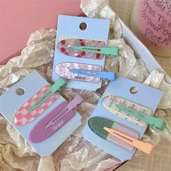 Geometry Traceless Hairpin Cute Cherry Bangs Clip Fruit Hairpin Duckbill Clip Korean Style Makeup Hair Clip Kids