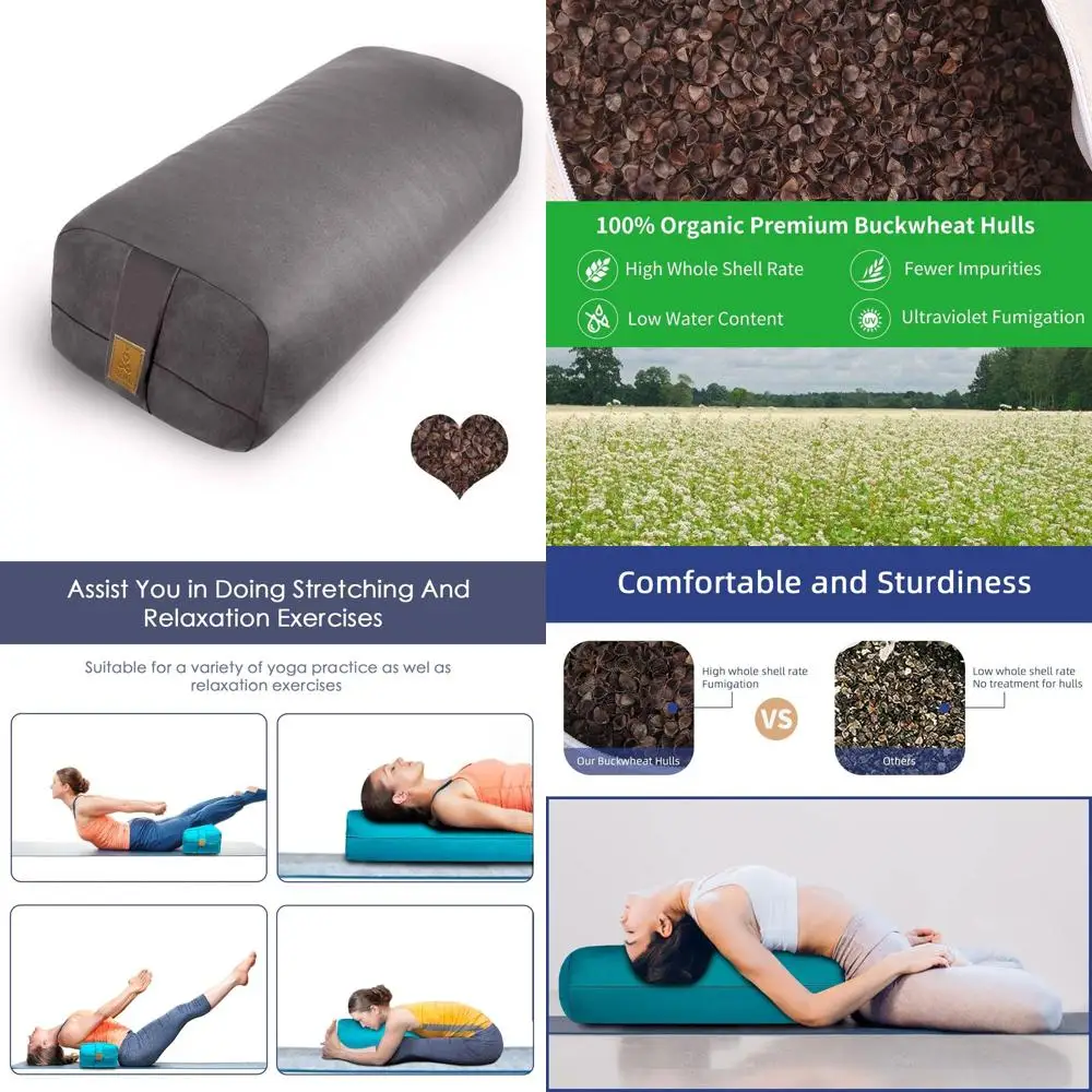 

Прямоугольная подушка для поддержки органической гречки, 24x10,5x5,5 дюймов, 100% хлопок, идеально подходит для медитации и йоги