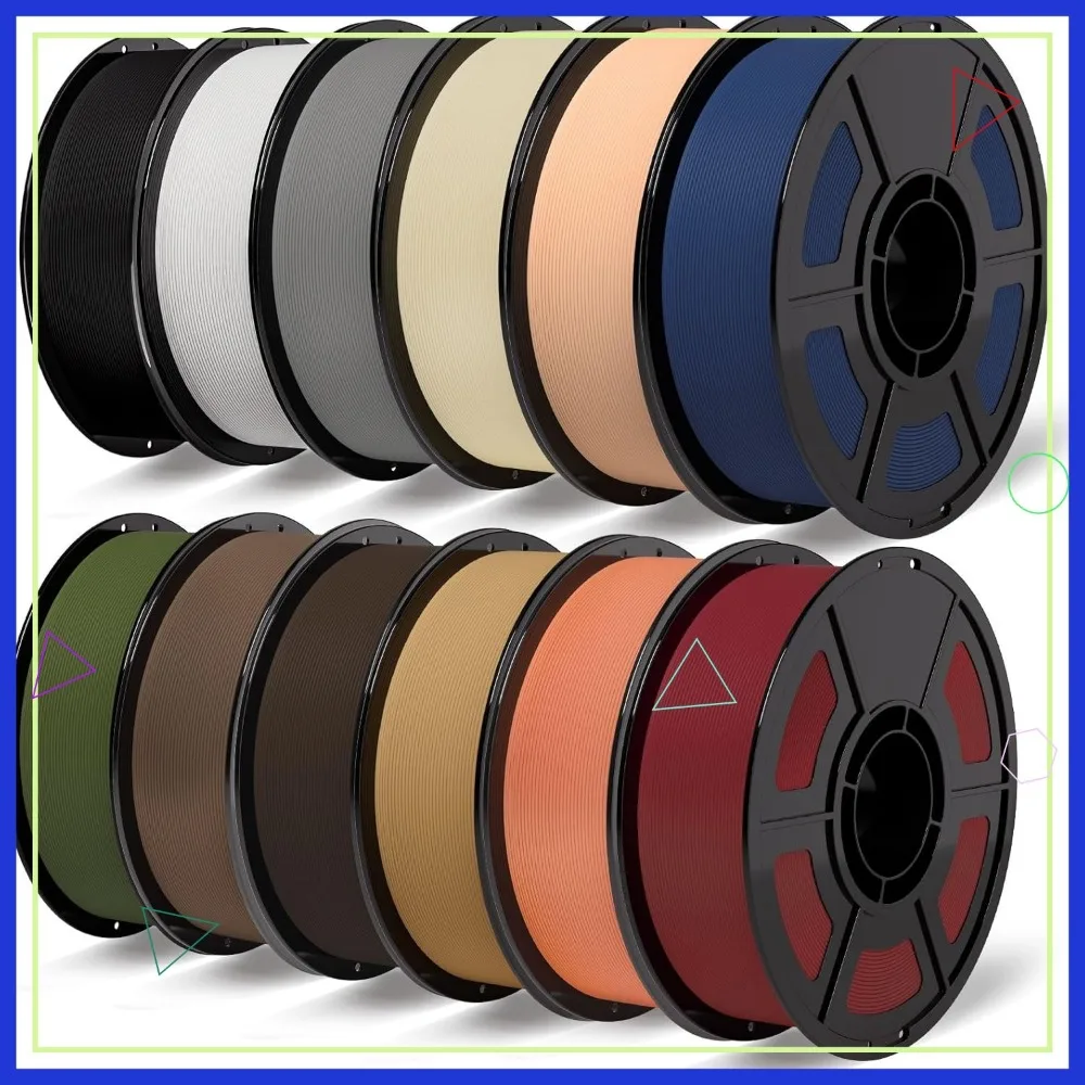 12KG Matte PLA Filament Bundle 1.75mm, Multicolor Bulk for Most 3D Printer, 10 Colors