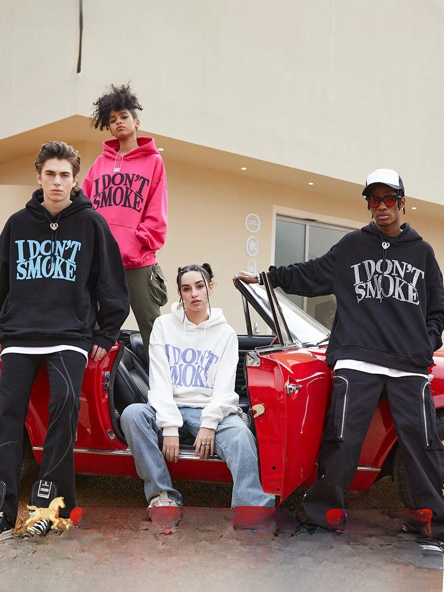 

Done American Sle Street Autumn Winter Fce Lined Hoodie Couple Print ing Logo Casual Loose Fit Cotton Polyester ...