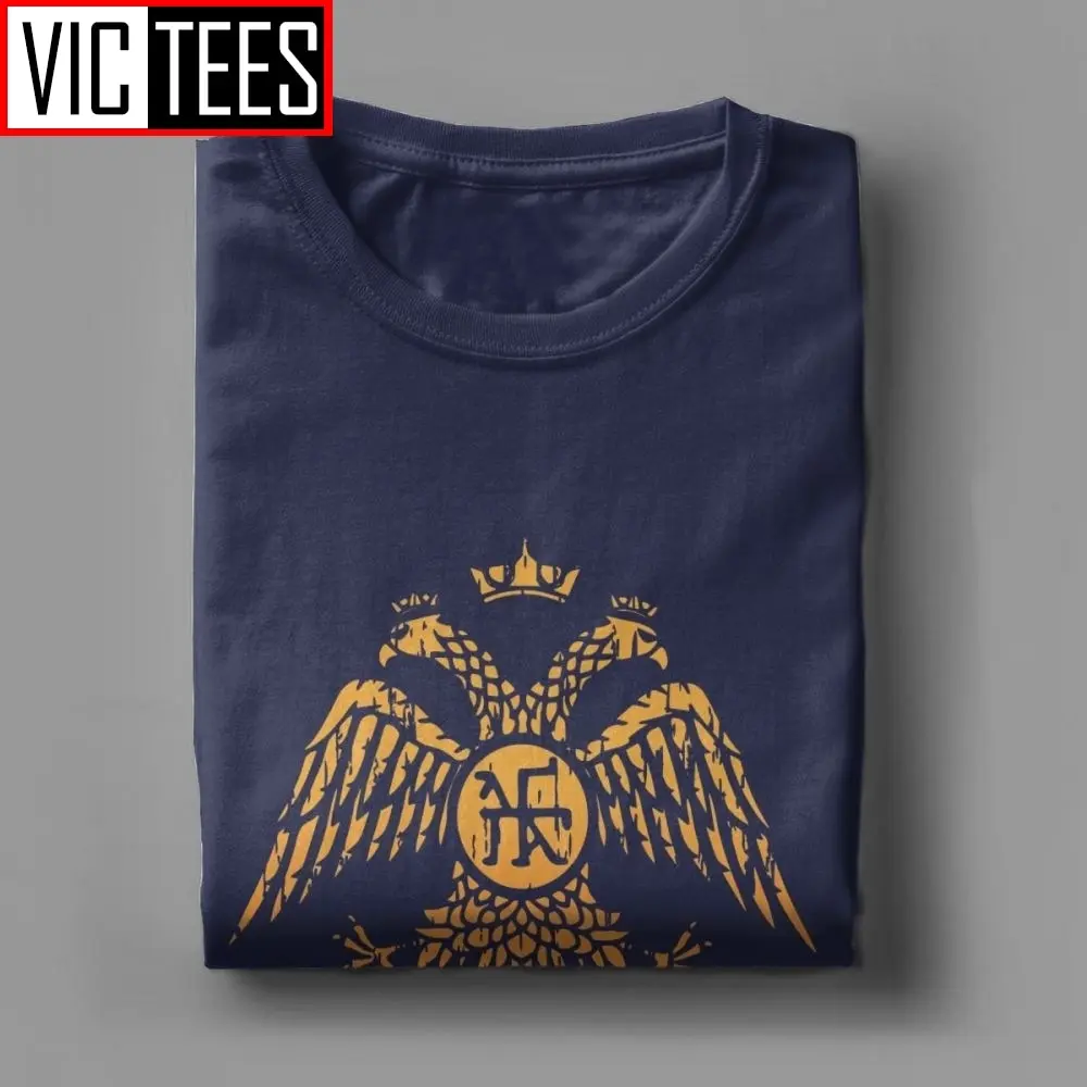 SPQR Byzantine Eagle Symbol Flag T Shirt Vintage Men\'s Casual Tees 100% Cotton Round Neck T-Shirt