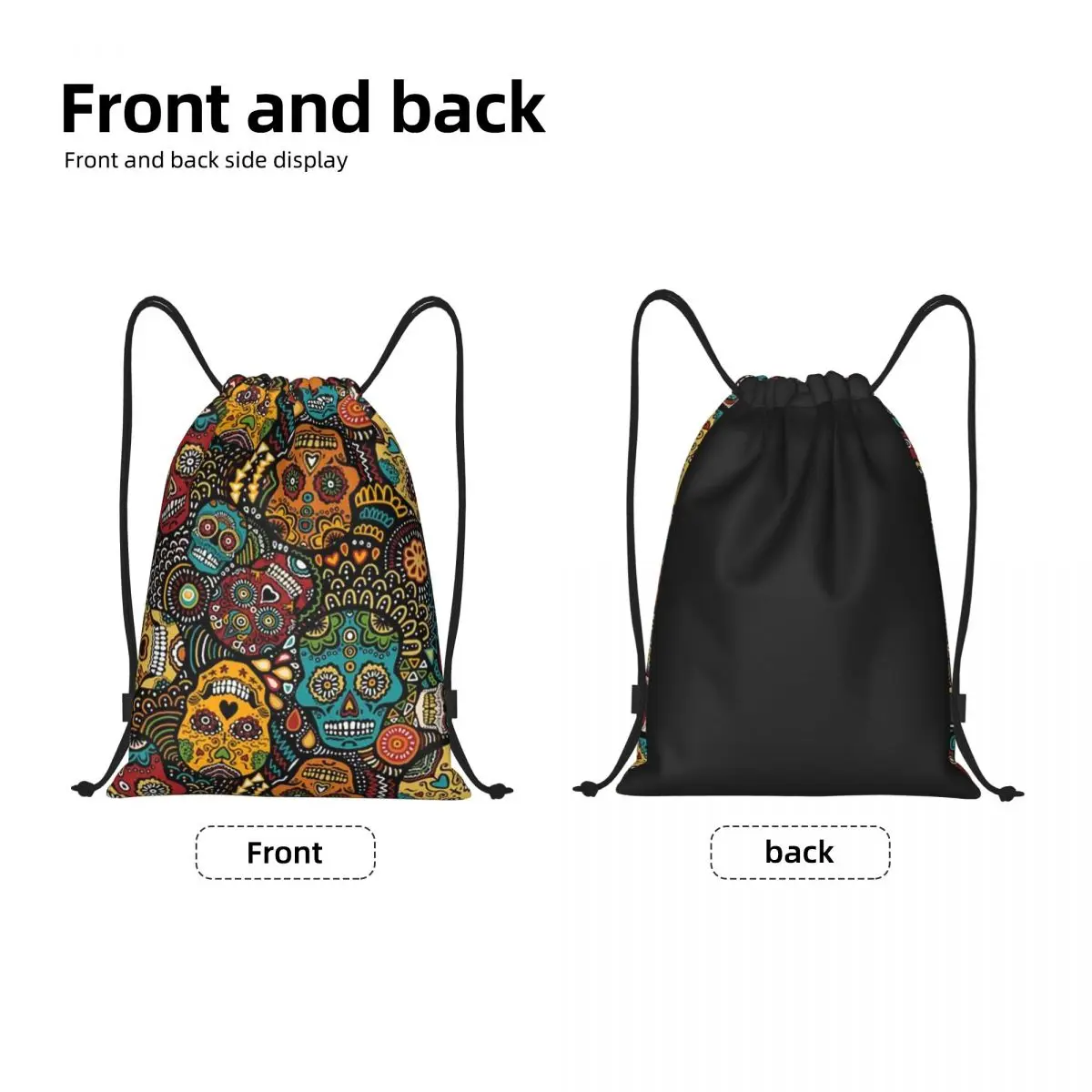 Tag der Toten Zucker Schädel Kordel zug Rucksack Frauen Männer Fitness studio Sport Sackpack faltbare Halloween katholische Trainings tasche Sack