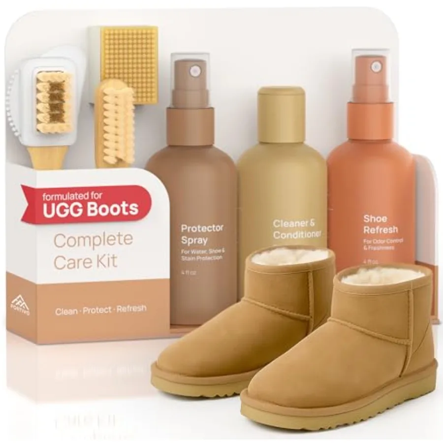 

Набор для чистки замши FORTIVO, совместимый с обувью UGG - Нежное чистящее средство и защитный спрей-кондиционер для овчины и замши Odo