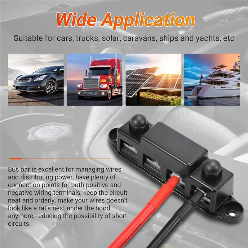 【Must-Haves】Power Distribution Block, 12V 300A Bus Bar, 3/8Inch Studs Terminal Strip, 12-48V Heavy Duty Terminal Block