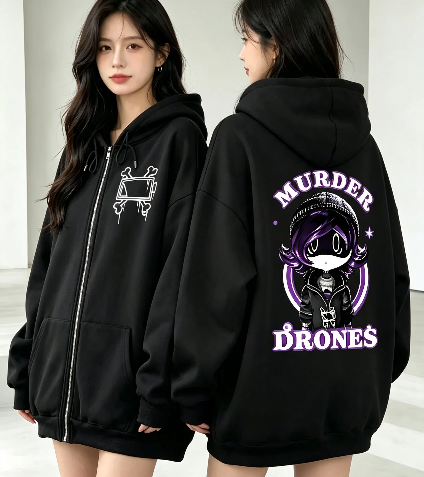 Hot Cartoon Murder Drones Uzi And Z Printed Zipper Hoodies For Women/Men Fashion Streetwear Long Sleeve Casual Zip Sweatshirts