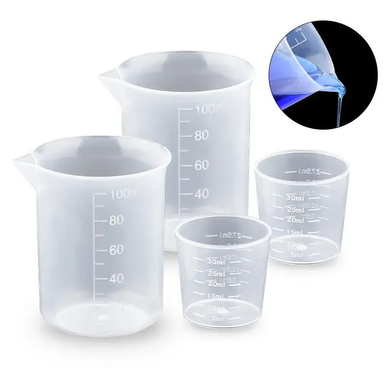 Plastic Measuring Cup 100ML&30ML Graduated Beaker Epoxy Resin Jewelry making Tools Cooking Baking Kitchen Measuring Tools