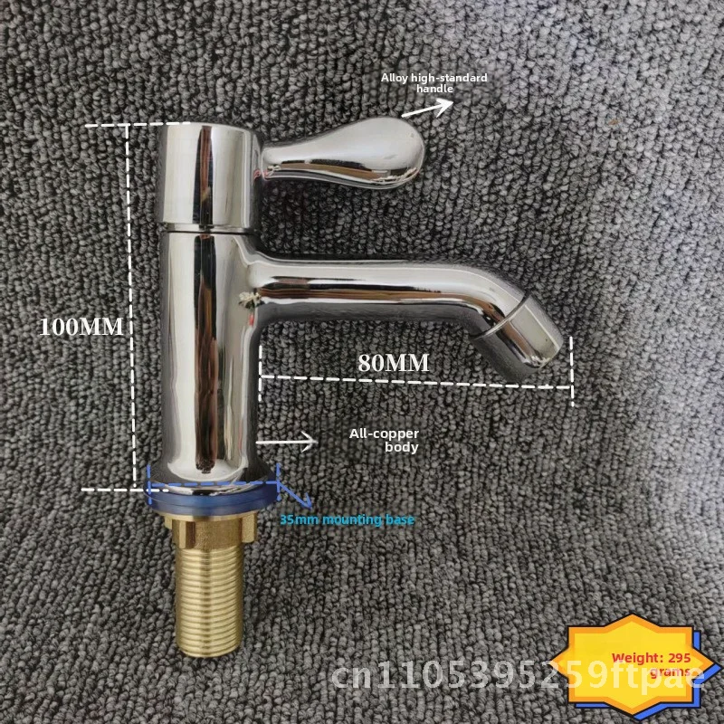 

Modern Minimalist Copper Single Hole Basin Faucet Cold Water Quick Open Desktop Sink Tap Zinc Alloy Construction Ceramic Disc