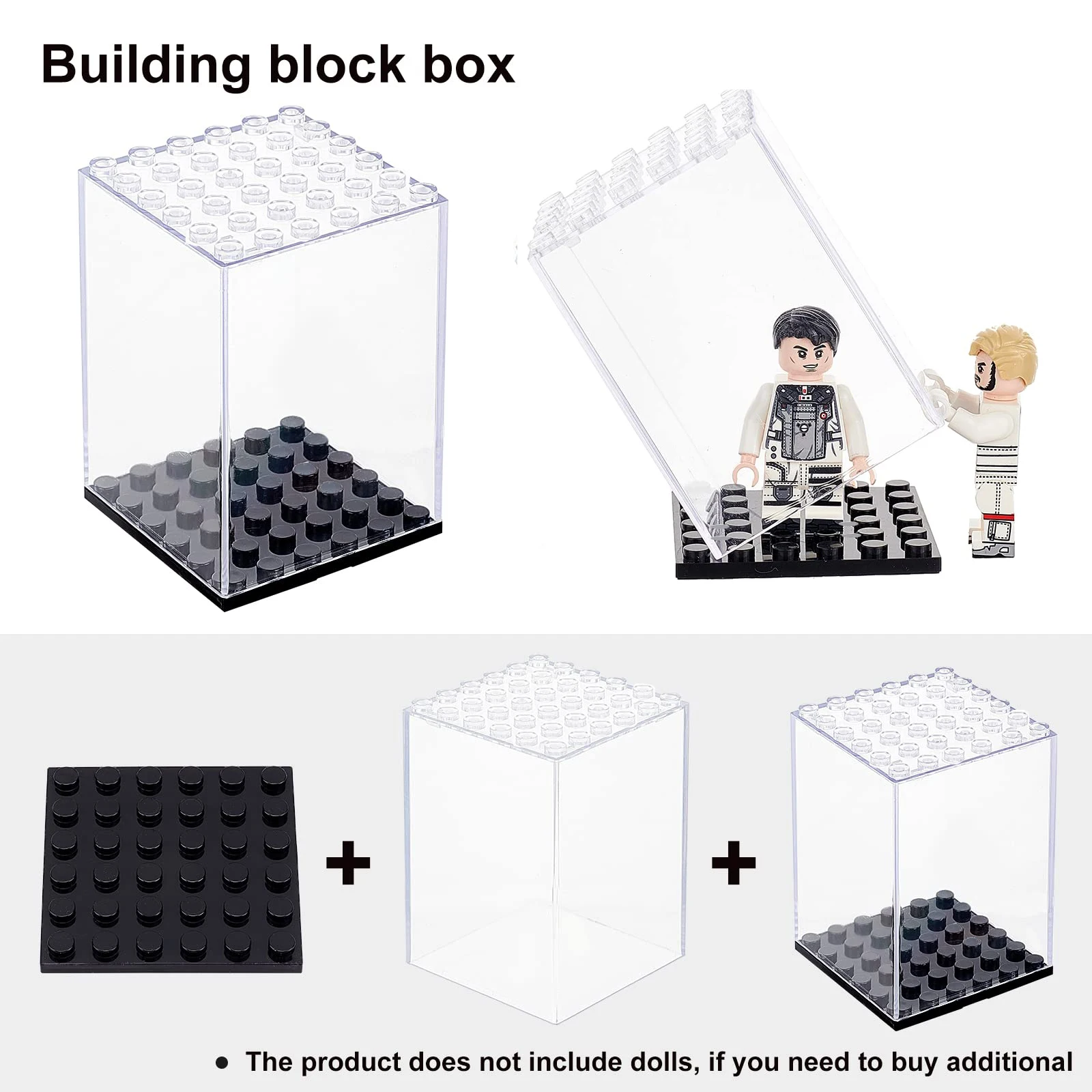 4-32pcs Minifigure Display Case Acrylic Display Box Stackable Building Blocks Storage Case for Figurines Toys and Collectibles