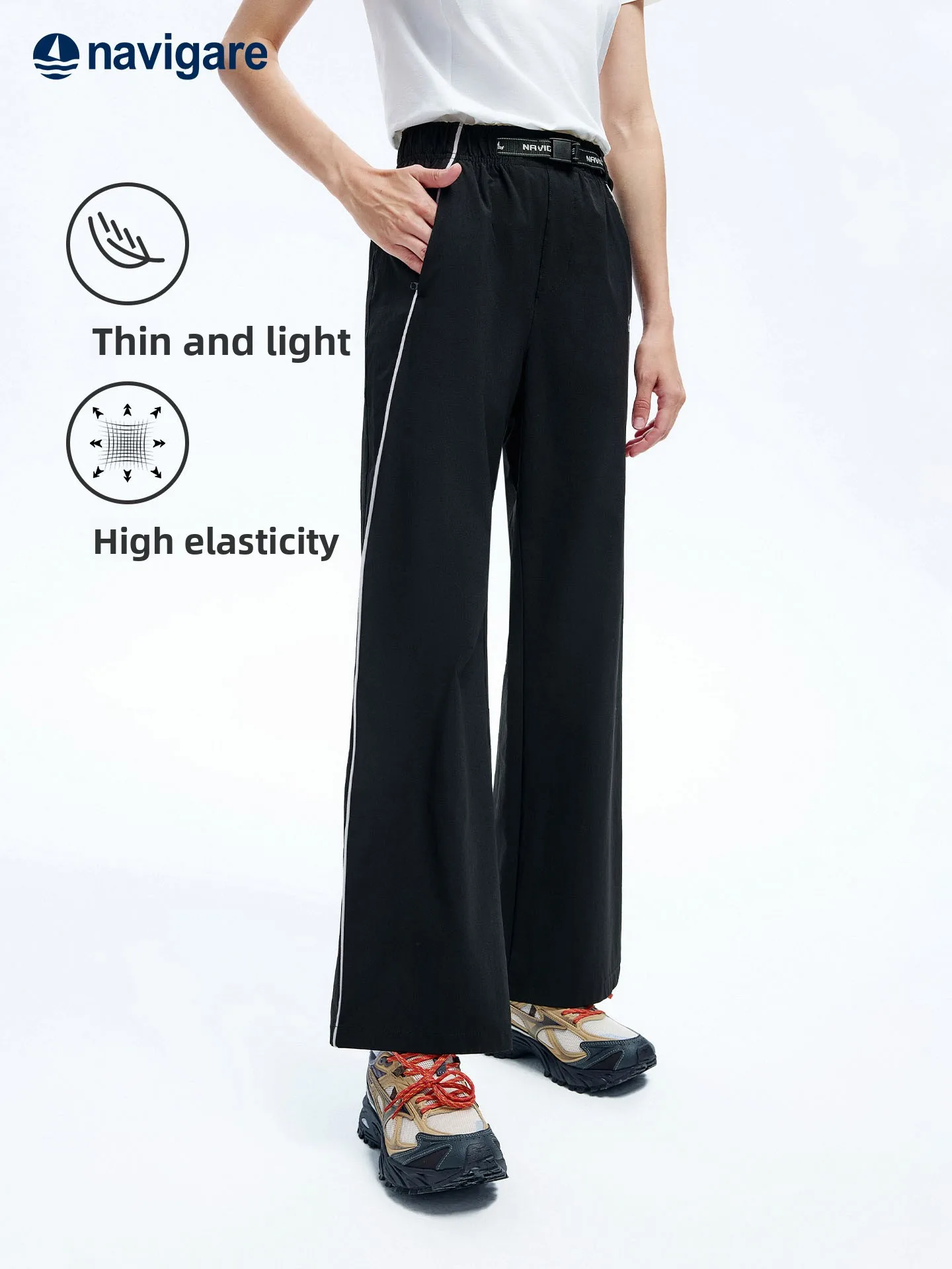 

Брюки Navigare Spring 2026: Уличные, повседневные, прямого кроя, дышащие, легкие, комфортные, из нейлона и полиэстера