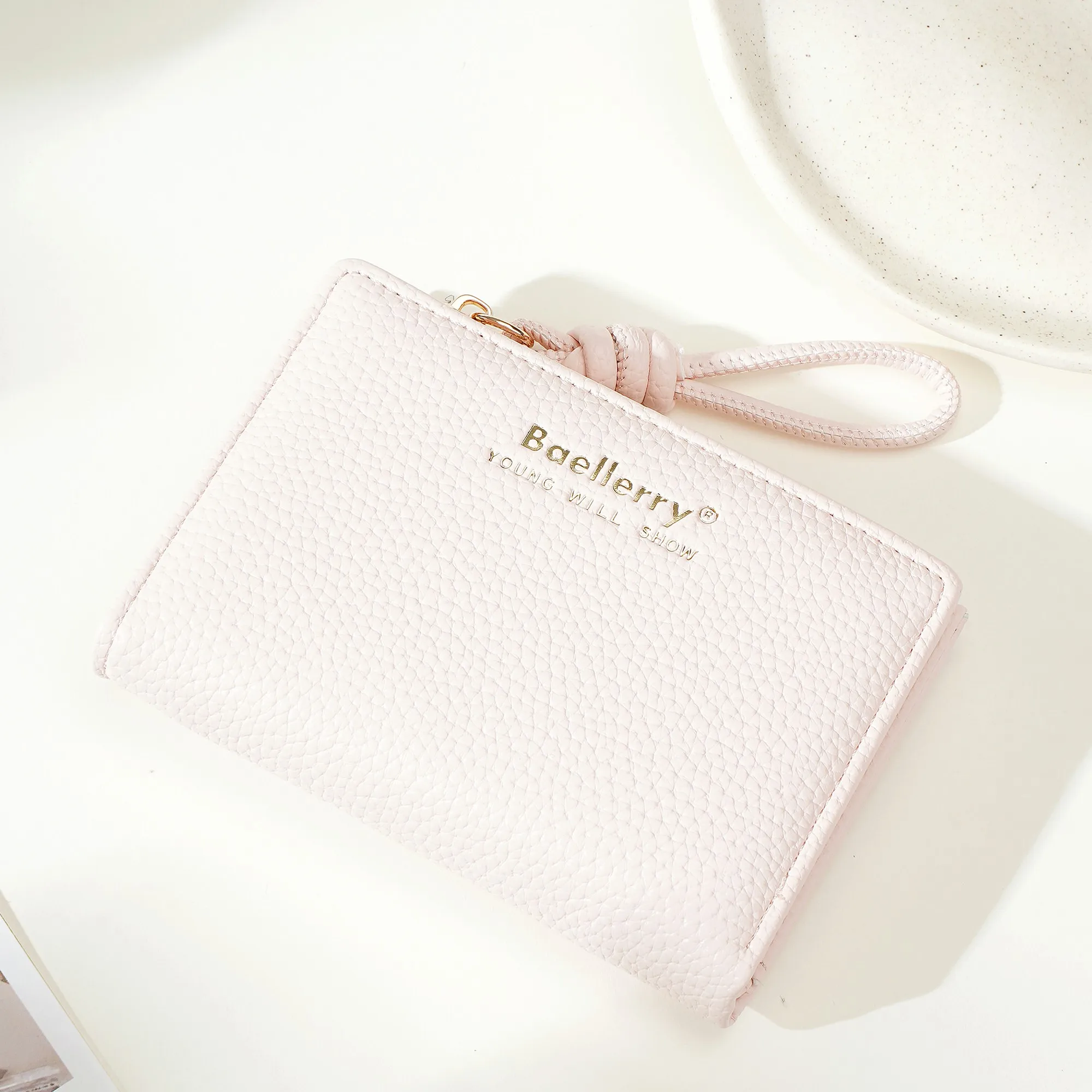 1 Stück – Baellerry Damen-Kurzgeldbörse, aus PU-Leder mit Handgelenkschlaufe, lässige Geldbörse mit Lychee-Muster, leicht, elegant, minimalistischer Stil, Alltagsgeldbörse – Detail 14