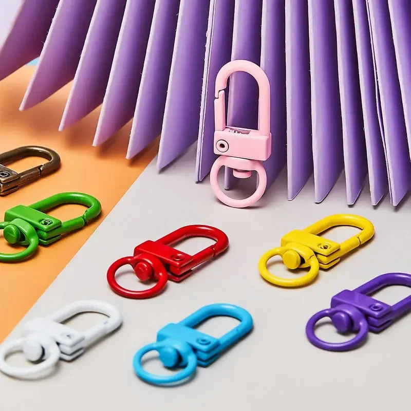 Drehbare Schlüsselbänder mit Karabinerhaken, Schlüsselringe, Bunte Metall-Karabinerhaken, DIY-Zubehör für Taschen und Schlüsselanhänger