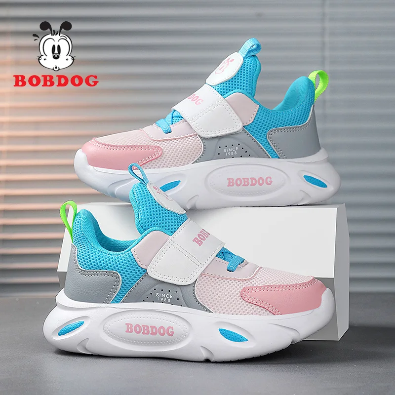 

Осенняя повседневная обувь для девочек Bobdog, новые милые сетчатые модные детские кроссовки на мягкой подошве для мальчиков, роскошная уличная нескользящая детская спортивная обувь