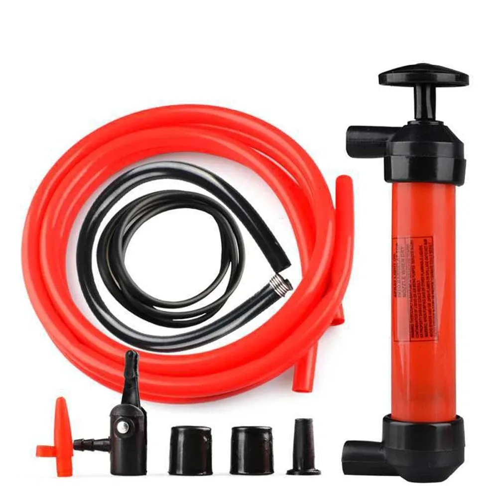 Red Plastic Durable Lightweight Auto Car Multi Use Water Oil Fuel Pump Transfer Liquid Pipe Siphon Tool Pump Kit