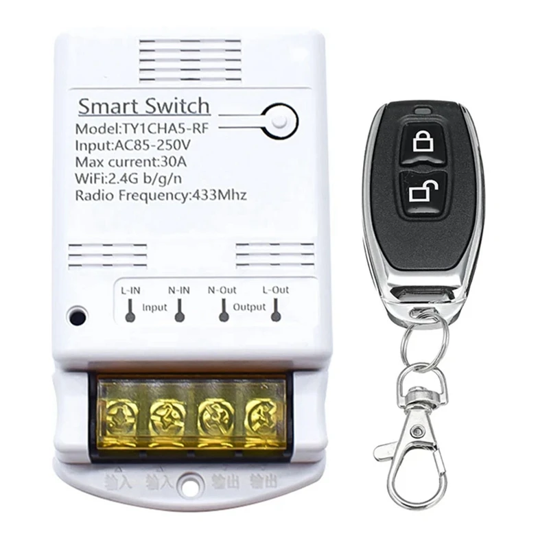 

B34B-4000W 30A Wi-Fi переключатель реле Tuya Smartlife APP 433 МГц RF модуль приемника AC 85-250 В 220 В автоматический выключатель домашней автоматизации
