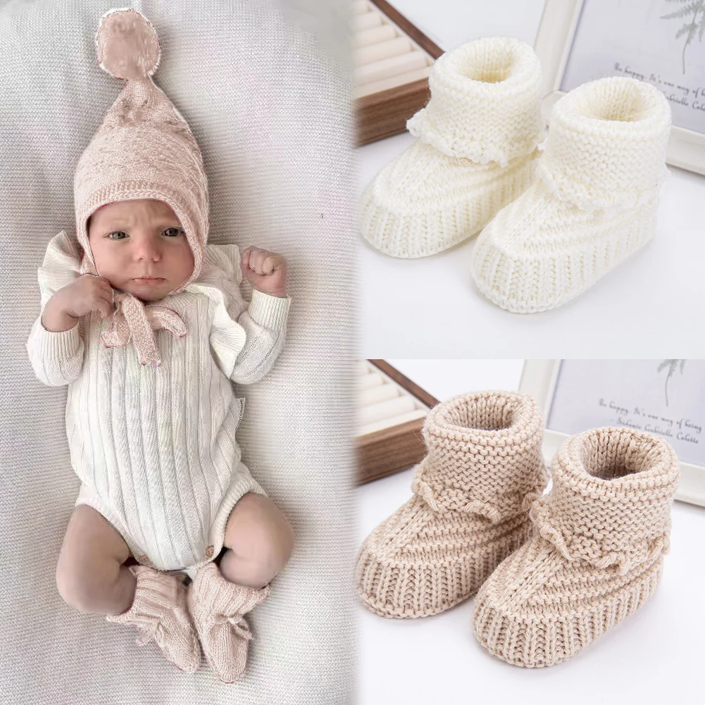 2Pairs Sweet Solid Knitted Baby Ankle Socks 0-12M Toddler Walling Stockings Ins Fashion Underground Warm Cotton Hostital Shoes