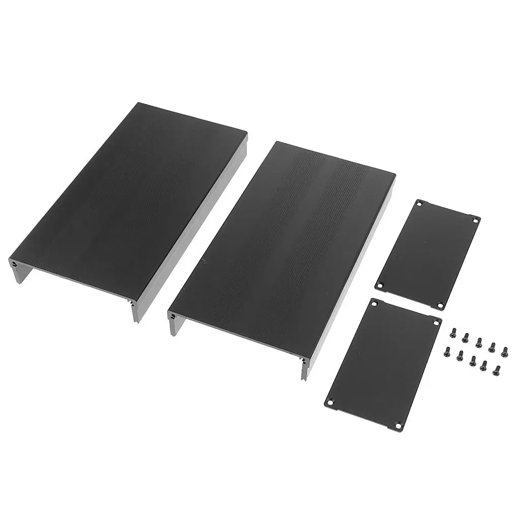 Extruded Aluminum Enclosure PCB Cooling Flat Box Case DIY 105x55x200mm Black