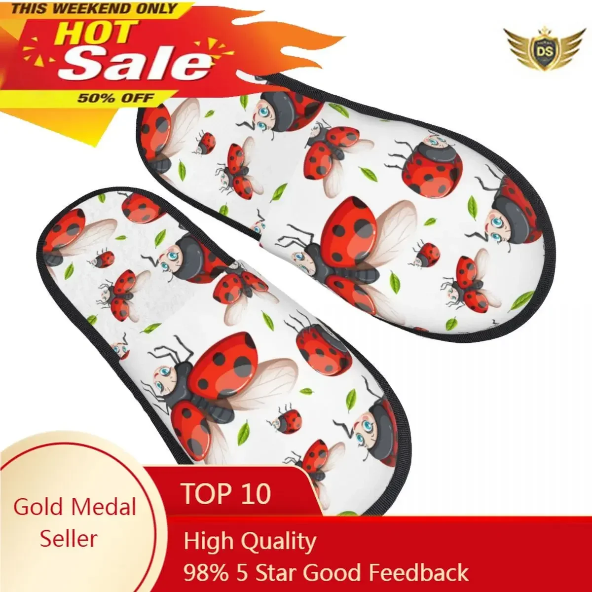 

Ladybug Slipper For Women Men Fluffy Winter Warm Slippers Indoor Slippers