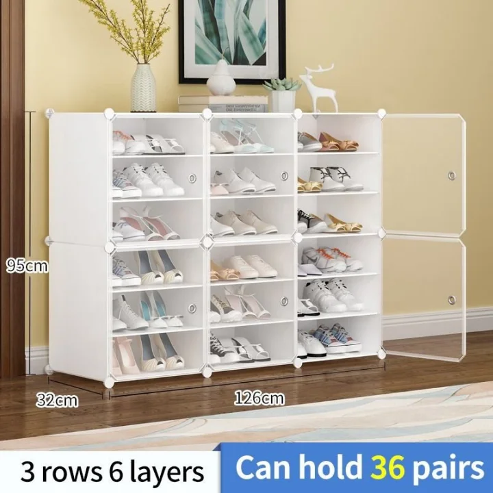 6 Layers New Design Shoe Rack Shelf Storage Closet Organizer Waterproof DIY White Plastic Shoe Cabinet