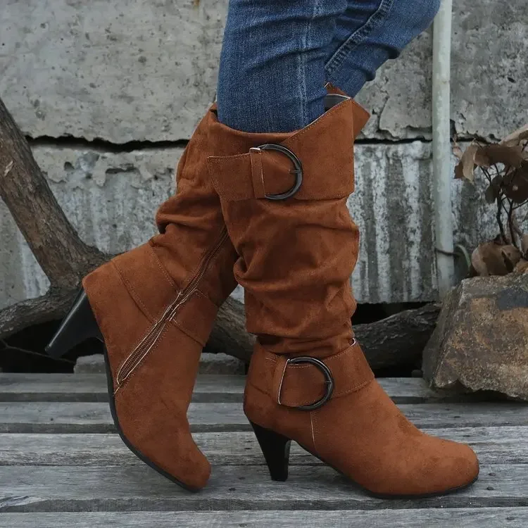 Kniehohe Reiß verschluss Damen moderne Stiefel Damenschuhe hochwertige neue spitze Zehen solide englische Mode Mode lässig plus Größe 43