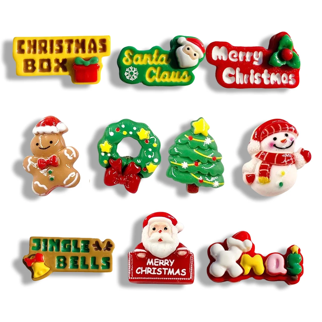 10pcs New Christmas Snowman Gift Figurine Resin Refrigerator Fridge Magnet Whiteboard Sticker Diy Decoration Kitchen Accessories