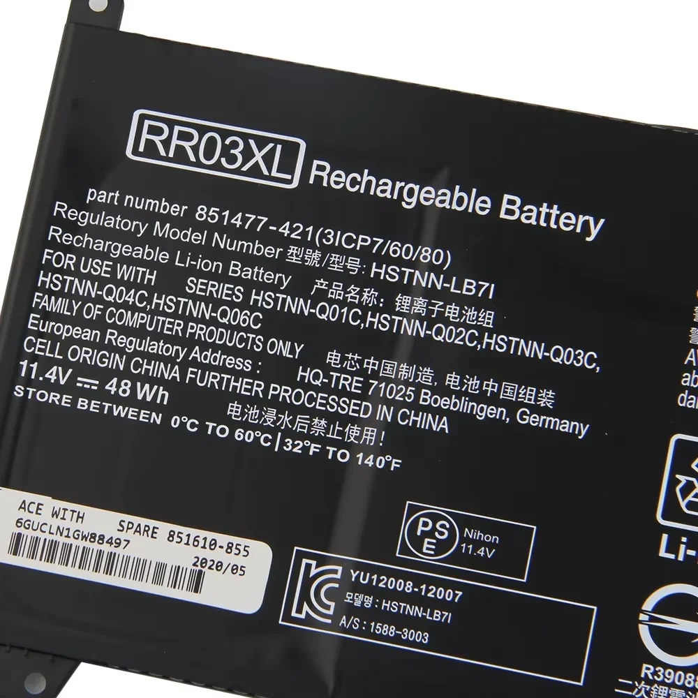 

Аккумулятор RR03XL HSTNN-LB7I для HP HSTNN-Q01C Q02C Q03C Q04C Q06C Аккумуляторные батареи 48 Втч с длительным сроком службы