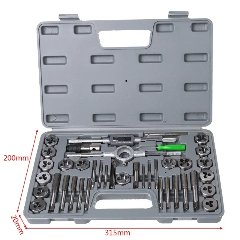 40Pcs Metric Hand Tap and Die Set M3-M12 Hand Thread Plug Taps Hand Threading Tool Straight Taper Reamer Tools Rethreading Tools