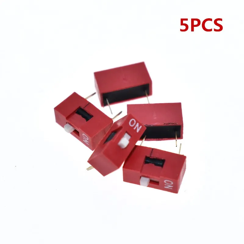 Vermelho Snap Toggle Switch Kit, Interruptores de Pressão, Kit Misto, Conjunto Combinado, 1, 2, 3, 4, 5, 6, 7, 8, 9 Way, 2.54mm, 5Pcs