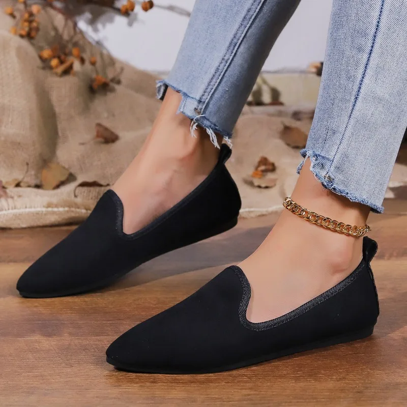 2024 Summer Breathable Soft Roman Shoes Women's Large Size 43 Slip-On Casual Mom Moccasin Shoes Women's Shoes