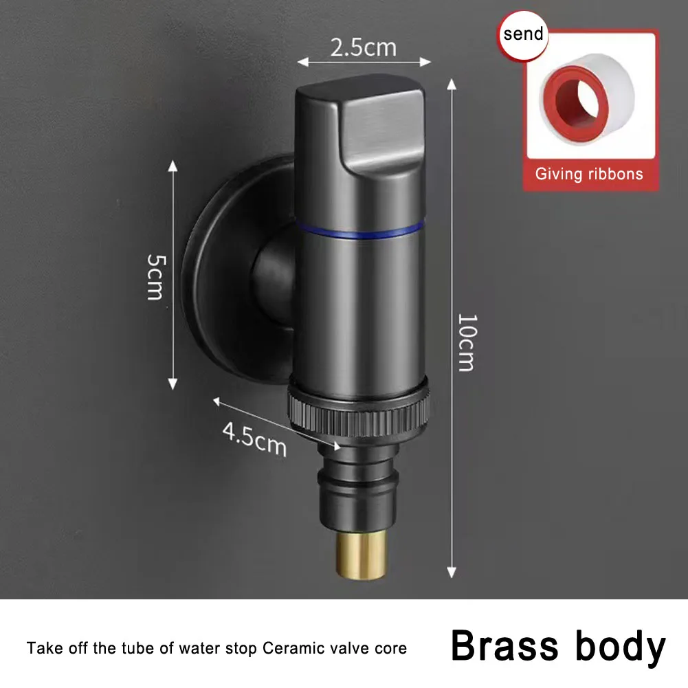 

High Quality Angle Valve Bathroom Faucet With Raw Tape G1/2 Rotary Switch Stainless Steel Washing Machine Faucet