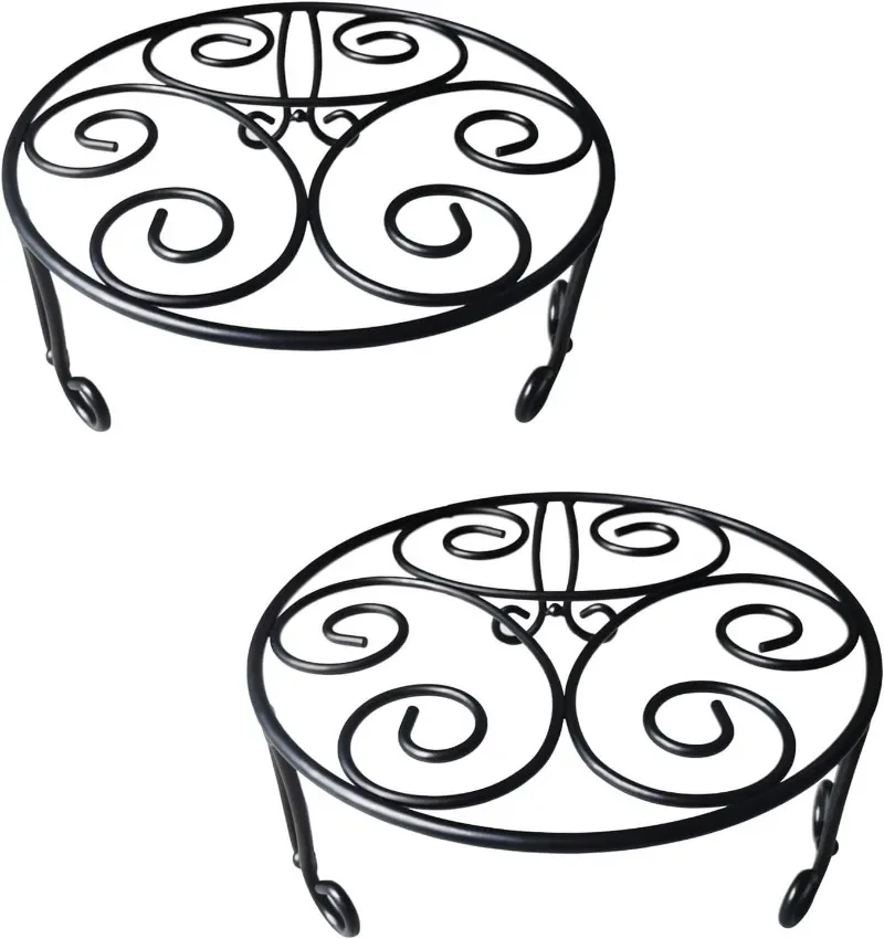 2 Pack 13'' Diameter Metal Plant Stand for Large Plant/Flower Pot Heavy Duty Potted Holder Indoor Outdoor Rustproof Iron Display