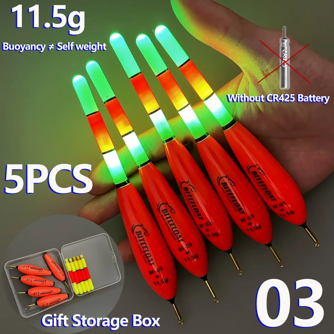 5-teiliges elektronisches Nachtlicht-Set für Angler (ohne Batterie) mit Aufbewahrungsbox, doppelt nutzbar für Weitwürfe und europäischen Karpfenangeln