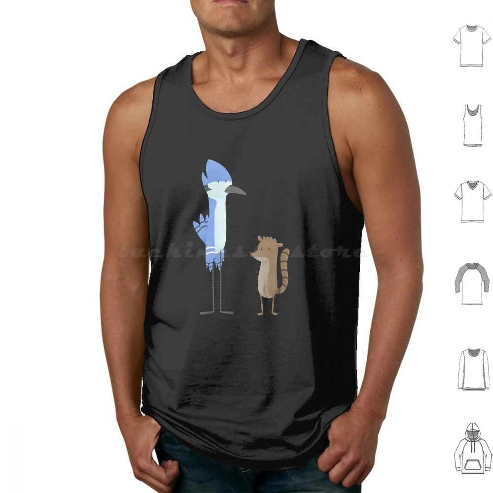 Regular Bird And Raccoon Tank Tops Vest Sleeveless Rigby Benson Mordecai Cartoon Skips Regular Cartoons Cn Racoon Muscle Man