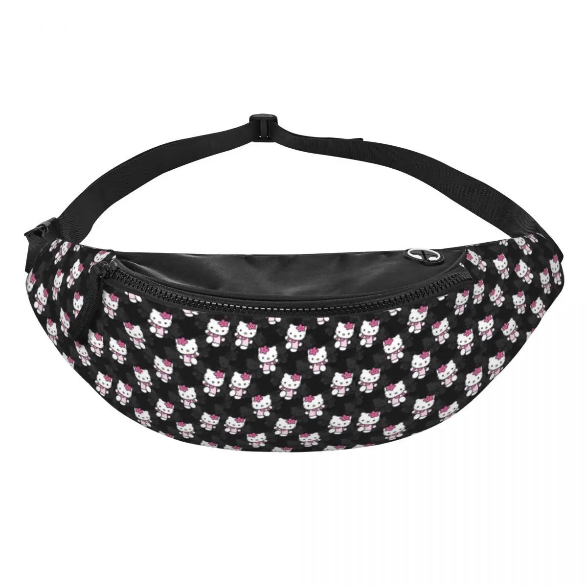 Custom Casual Hello Kitty Fanny Pack for Cycling Camping Men Women Crossbody Waist Bag Phone Money Pouch