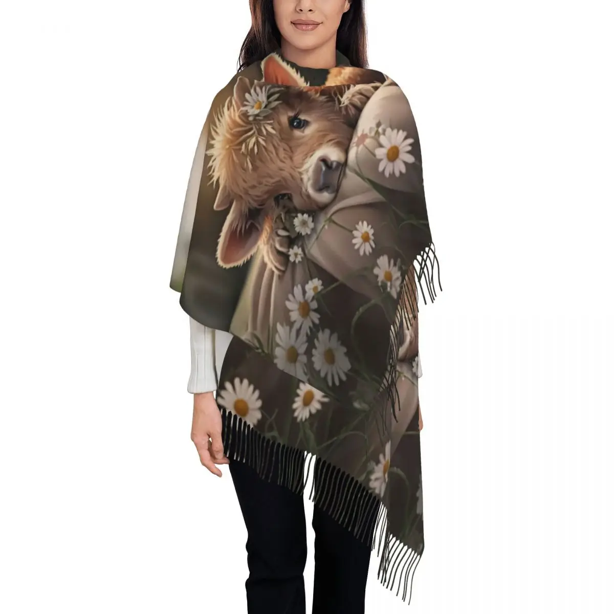 

Шарф Highland Cow с принтом на заказ, шарф для мужчин и женщин, зима-осень, теплые шарфы, шаль, накидка