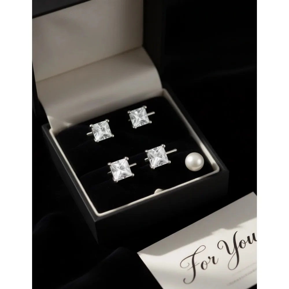 

Серьги-гвоздики из стерлингового серебра с позолотой 14K и кубическим цирконием, круглой или огранки «принцесса»