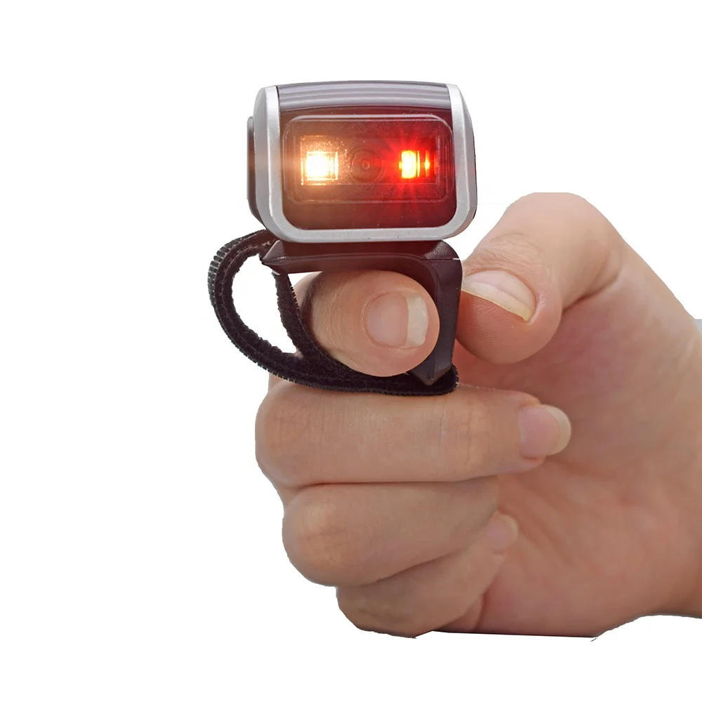 632nm Laser Light Scanners Finger 2D USB COM Ring Barcode Scanner for Storehouse in Stock