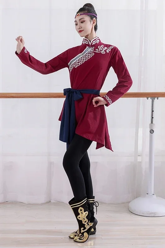 Tradycyjne ubrania tybetańskie mongolskie Kostium taneczny dla dorosłych Festiwal mniejszości Tybetański strój Hanfu Folk Dance Wear