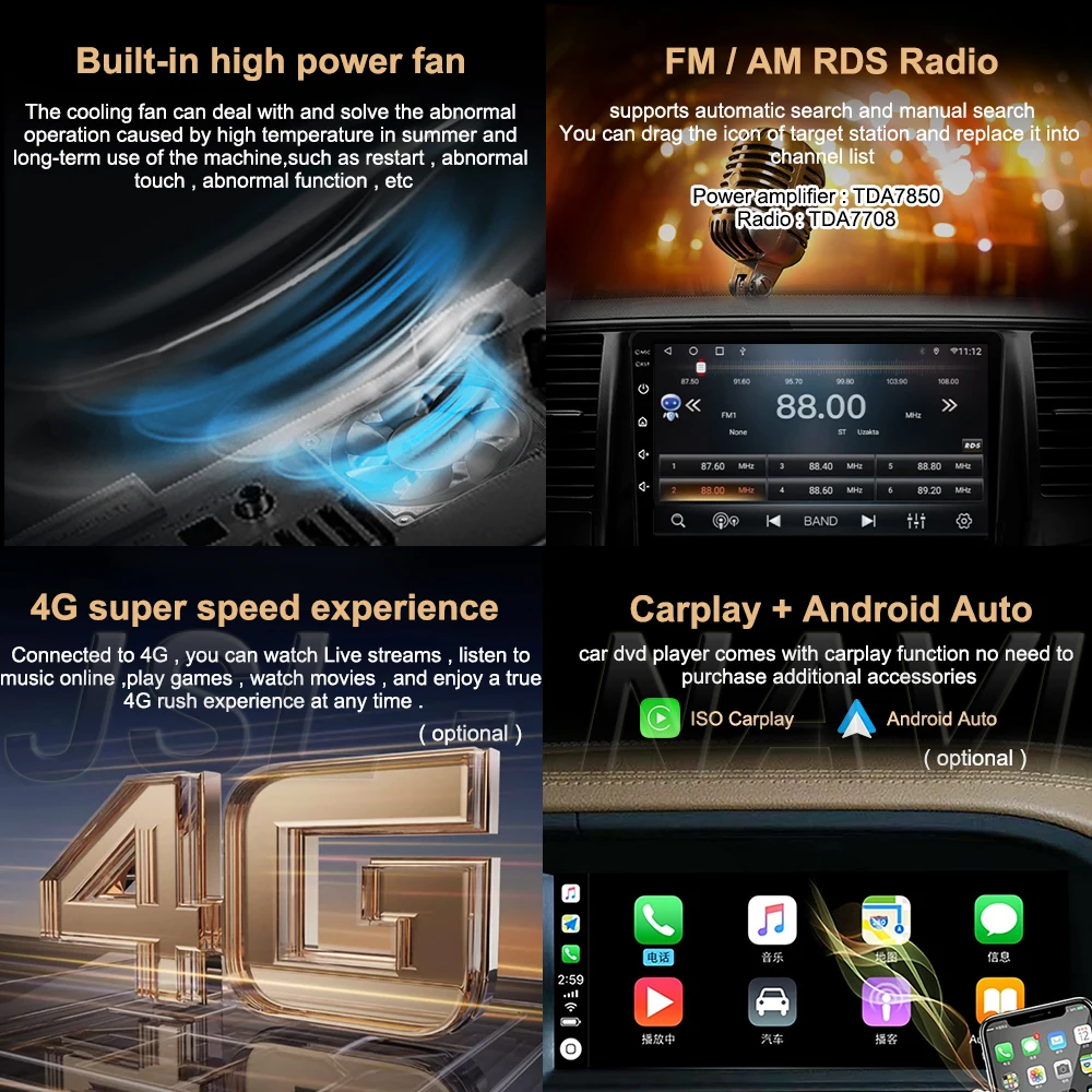 Autoradio Android 13, WIFI, 4G Lte, Carplay sans fil, lecteur vidéo automatique, navigation GPS, stéréo, limitation, JAC lt40, 2015 - 2018