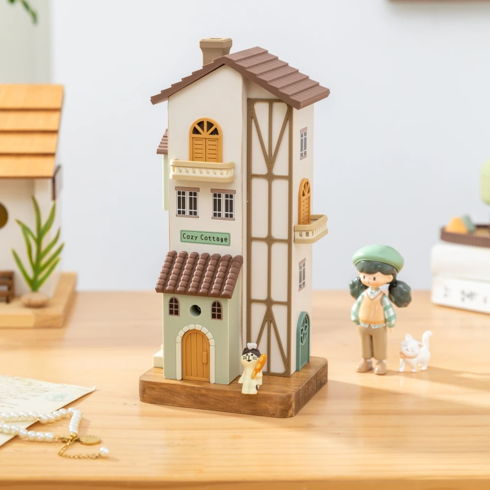 Weihnachtliche Sammlerstücke: Vintage-Holzhausmodell als Dekoration für Wohnzimmer, Büro, Tischdekoration, Geschenk